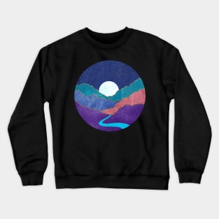 Abstract Moonlit Mountain Landscape Crewneck Sweatshirt